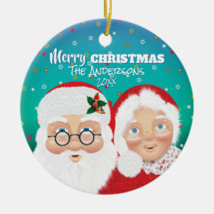 Santa och Mrs. Claus-Helgdag Julgransprydnad Keramik