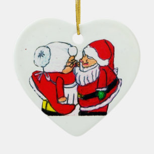 SANTA OCH MRS CLAUSE CHRISTMAS KISS ornament