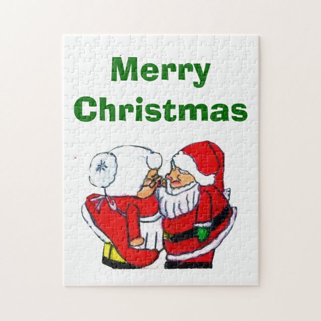 SANTA OCH MRS CLAUSE CHRISTMAS KISS-pussel Pussel (Vertikal)
