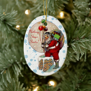 Santa och Narrow Skorsten Julgransprydnad Keramik