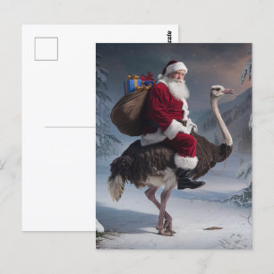 Santa och Ostrich Vykort