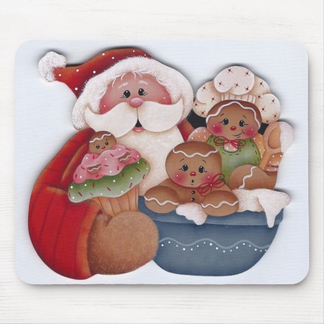Santa och pepparkakababykockbagare musmatta (Framsidan)