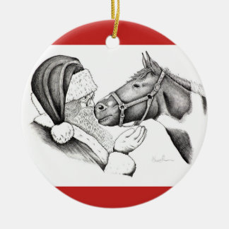 Santa och Pinto Horse Julgransprydnad Keramik