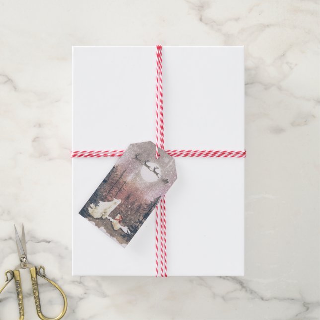 Santa och Polarna Bears Presentetikett (Med Snöre)