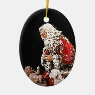 Santa och prydnaden för Kristusbarnjul Julgransprydnad Keramik