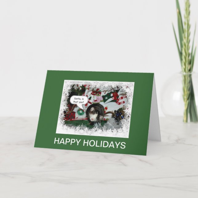 Santa och Rattie Helgdag Card Helgkort (Framsida)