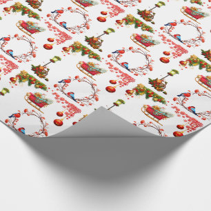 Santa och Red Sleigh Glossy Presentpapper