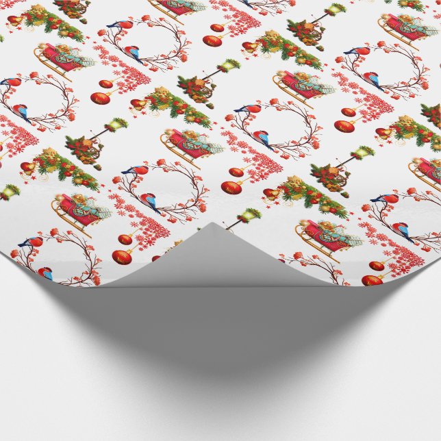 Santa och Red Sleigh Glossy Presentpapper (Hörn)