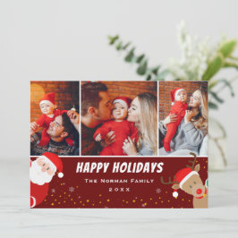 Santa och Reindeer God jul 3 Photo Julkort