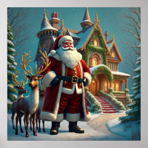 Santa och Reindeer Poster