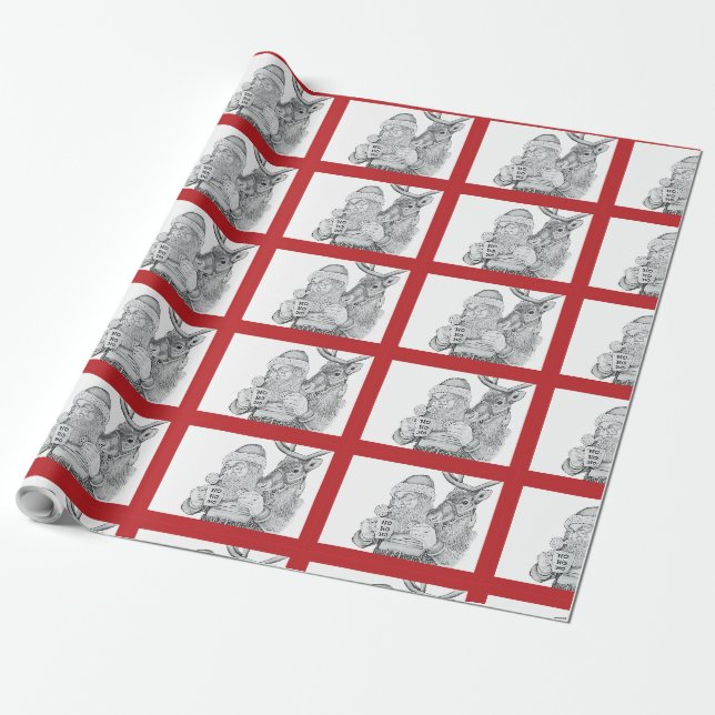 Santa och Reindeer Presentpapper (Utrullad)