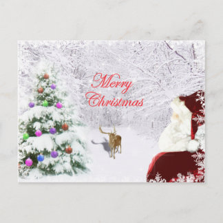 Santa och Reindeer Vykort