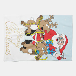Santa och Reindeers God jul Kökshandduk