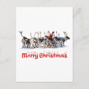 Santa och renar helg vykort