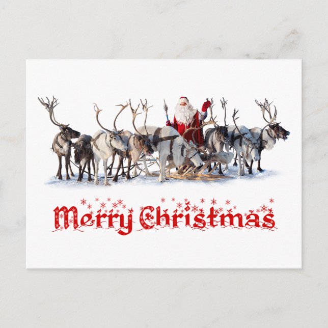 Santa och renar helg vykort (Framsida)