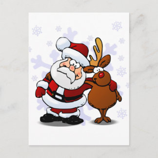 Santa och Rener, Arm i Arm Helg Vykort
