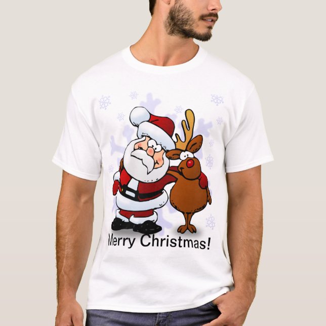 Santa och renjul t shirt (Framsida)