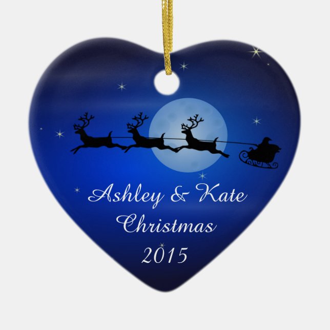 Santa och renSilhouette Julgransprydnad Keramik (Framsidan)