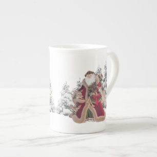 Santa och renvintagebenporslin benporslin mugg