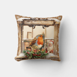 Santa och Robin jul Dekorativ kudde