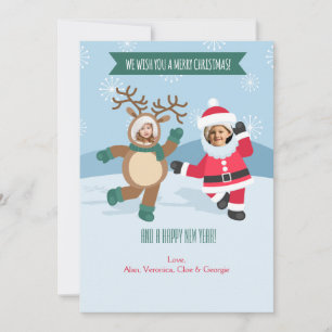 Santa och Rudolf Helgdag Photo Card Julkort