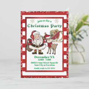 Santa och Rudolph Candy cane jul Party Inbjudningar