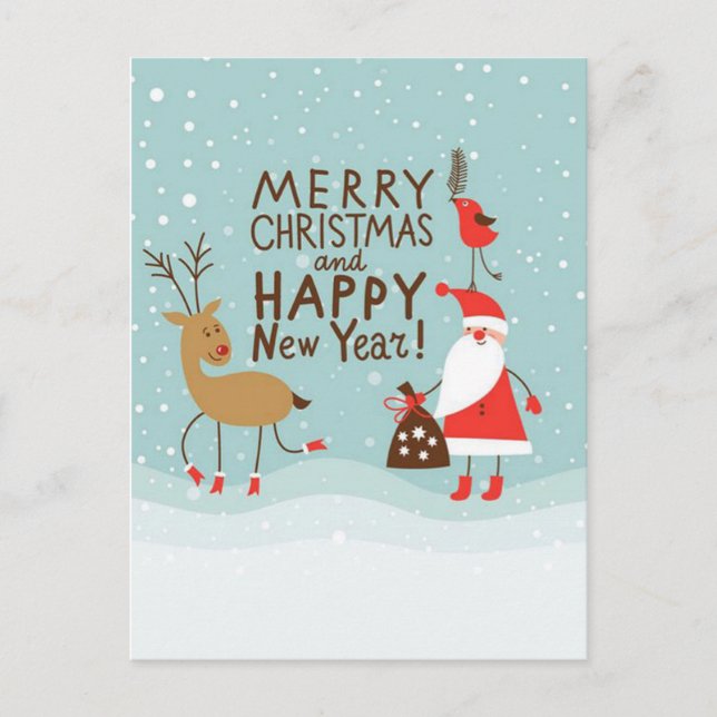 Santa och Rudolph Helg Vykort (Framsida)