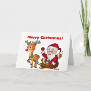 Santa och Rudolph ordstävgod jul Helgkort