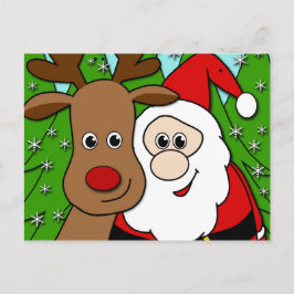 Santa och Rudolph selfie Helg Vykort