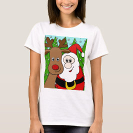 Santa och Rudolph selfie T-shirt