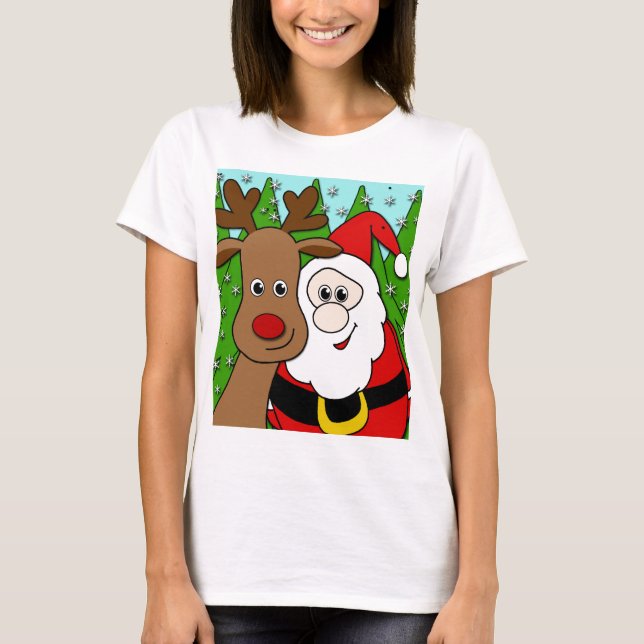 Santa och Rudolph selfie T-shirt (Framsida)
