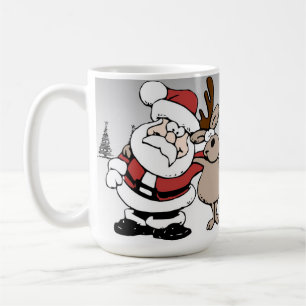 Santa och Rudolph som den röda Nosed renen rånar Kaffemugg