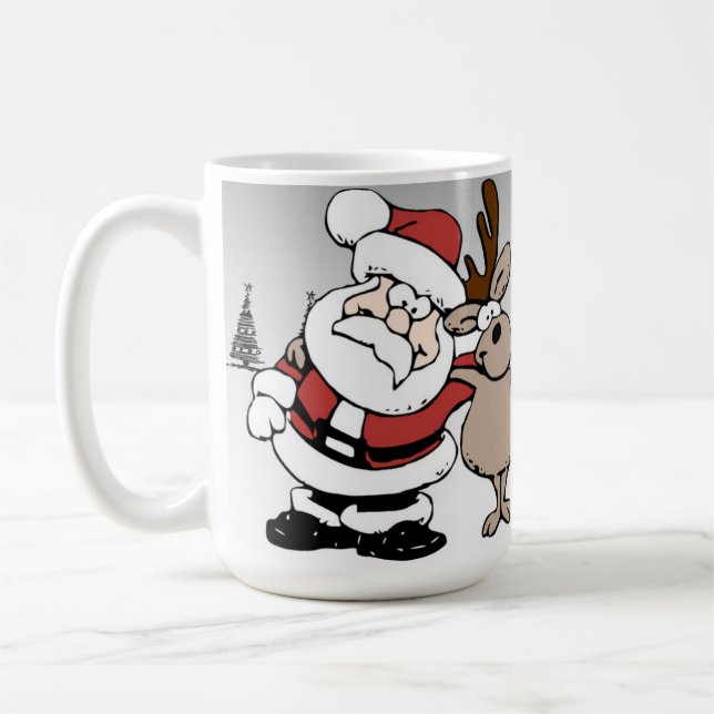 Santa och Rudolph som den röda Nosed renen rånar Kaffemugg (Vänster)
