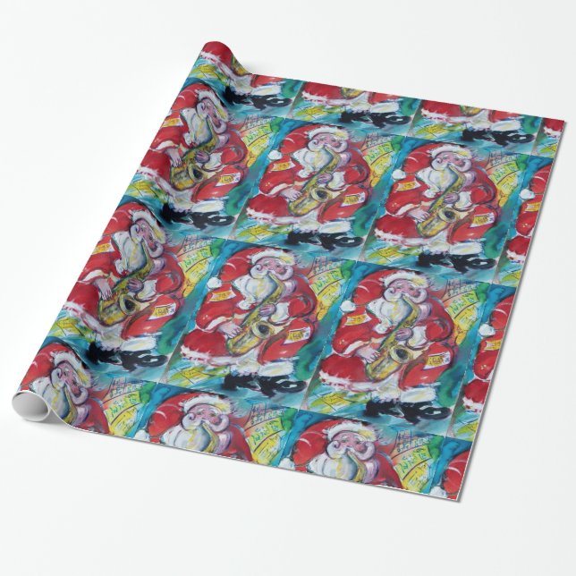 SANTA OCH SAX, CHRISTMAS PARTY PRESENTPAPPER (Utrullad)