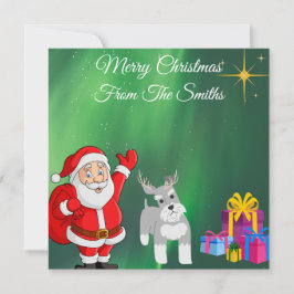 SANTA OCH SCHNAUZER ANPASSNINGSBAR CHRISTMAS-KORT KORT