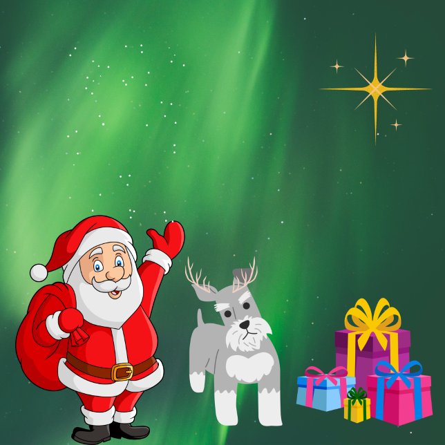 SANTA OCH SCHNAUZER ANPASSNINGSBAR CHRISTMAS-KORT KORT (Skapare uppladdad)