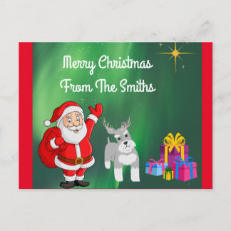 SANTA OCH SCHNAUZER ANPASSNINGSBAR CHRISTMAS vykor Vykort