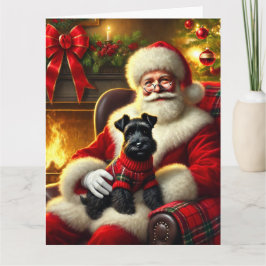 Santa och Scottish Terrier i Festive Sweater Kort