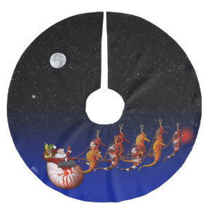 Santa och SeahorseSleigh Julgransmatta Borstad Polyester