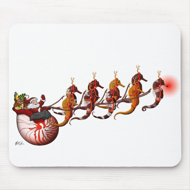 Santa och SeahorseSleigh Mousepad Musmatta (Framsidan)