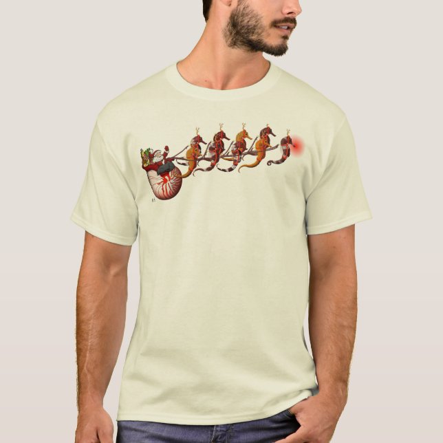 Santa och SeahorseSleighT-tröja T-shirt (Framsida)