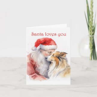 Santa och Sheltie Kort