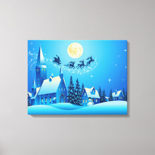 Santa och Sleigh Canvastryck