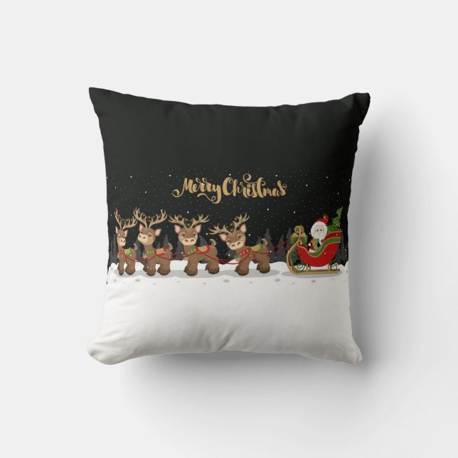Santa och Sleigh Kudde (Framsida)