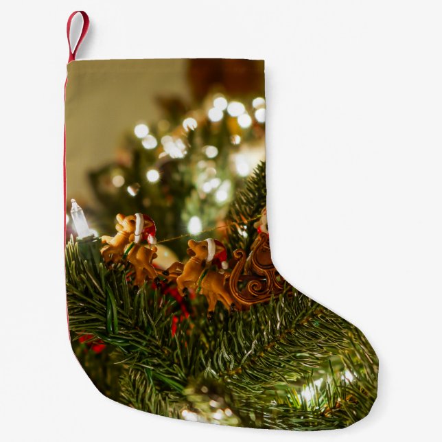 Santa och Sleigh Liten Julstrumpa (Framsidan)
