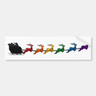Santa och Sleigh med HGBTQ-Pridet Rainbow Reindeer Bildekal