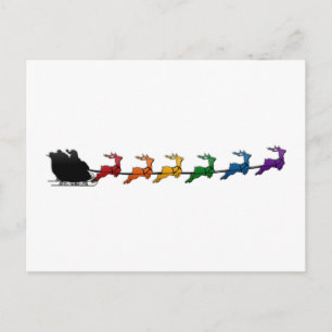 Santa och Sleigh med HGBTQ-Pridet Rainbow Reindeer Helg Vykort