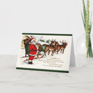 Santa och Sleigh med Reindeer Greeting Card Helgkort
