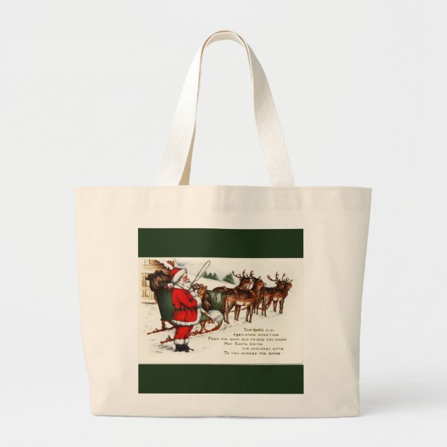 Santa och Sleigh med Reindeer Jumbo Tote Bag Jumbo Tygkasse (Framsidan)