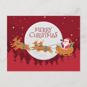 Santa och Sleigh Vykort